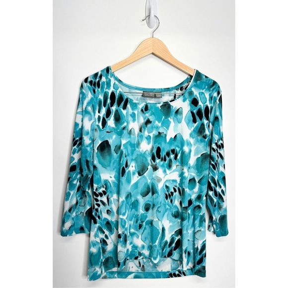 Chico's Tops Additions Bychicosshirt Womens Xl Blueblack Scoop Neck